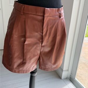 Women's Brown Pleather Shorts